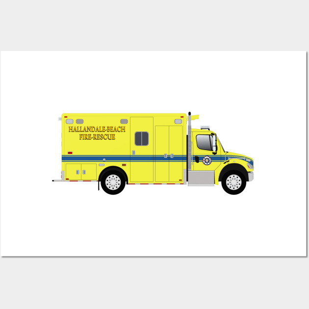 Hallandale-Beach Fire Rescue Ambulance Wall Art by BassFishin